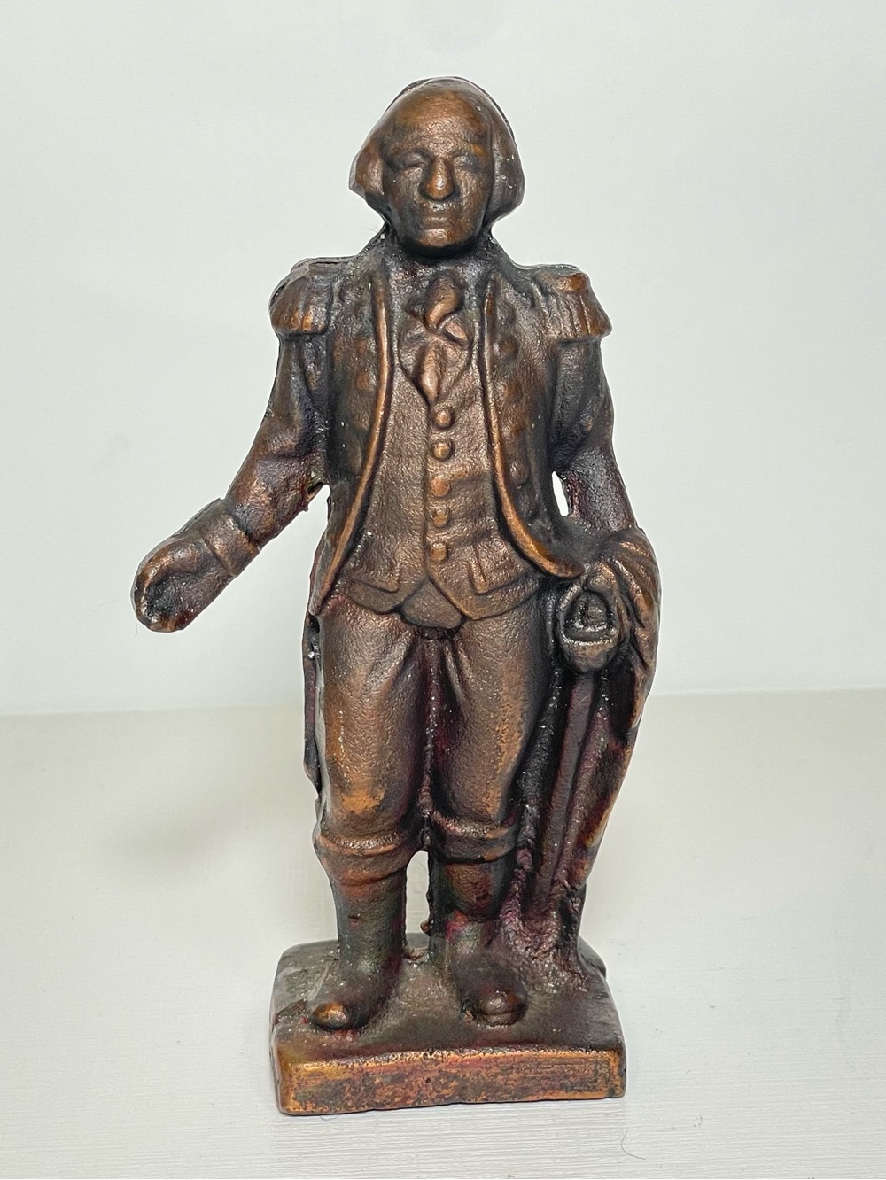 Vintage Cast Iron George Washington Coin Bank Bronze Tone